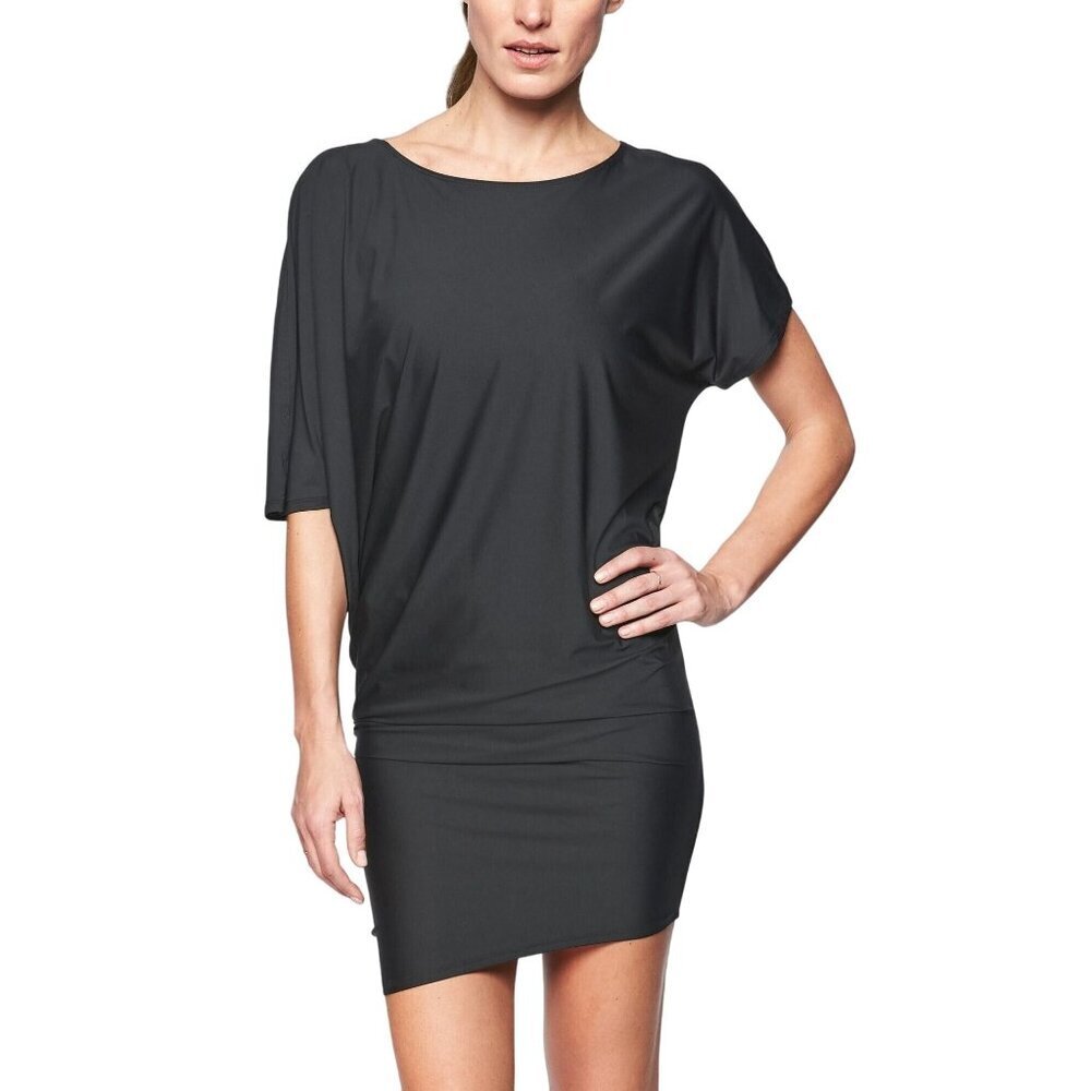 Athleta Sunlover Hilo Asymmetric Dress, Black, Size XXS